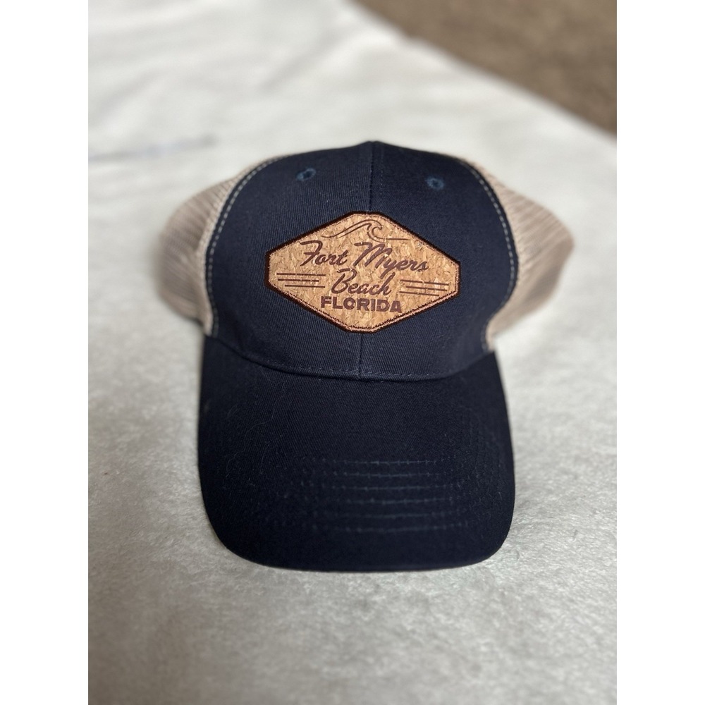 Blue  W/ Leather Patch Ft. Myers Beach SnapBack Trucker Hat The Classic Florida